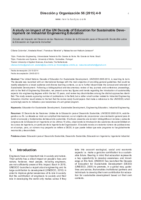 (PDF) A study on impact of the UN Decade of Education for Sustainable ...