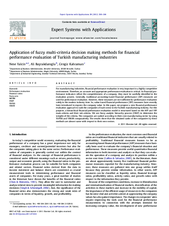 (PDF) Application of fuzzy multi-criteria decision making methods for ...