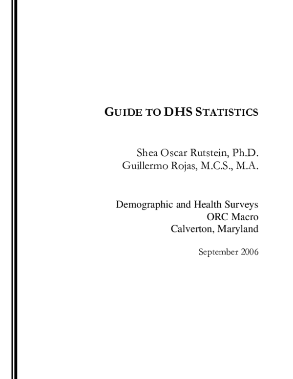 (PDF) Online guide to DHS statistics