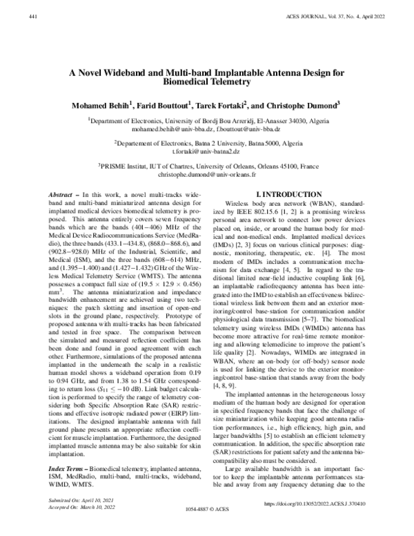 (PDF) A Novel Wideband and Multi-band Implantable Antenna Design for ...