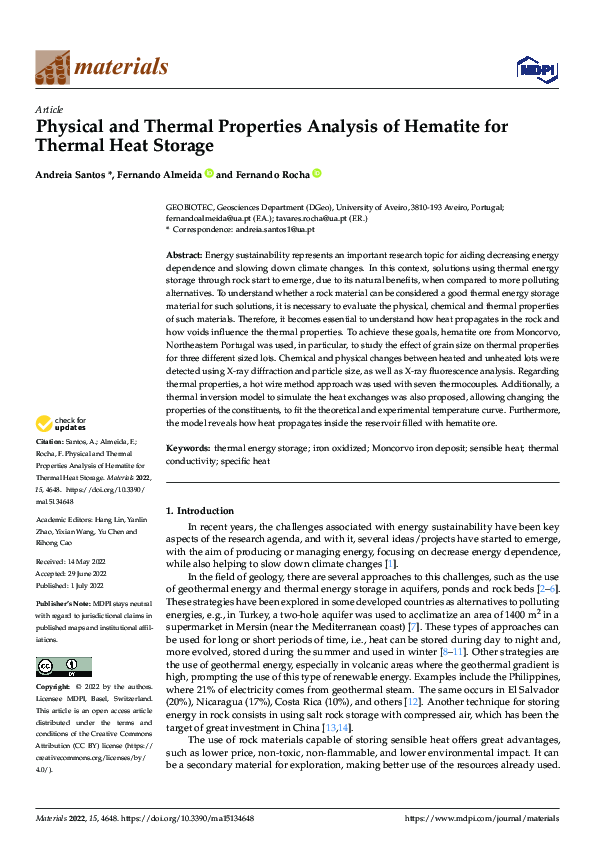 (PDF) Physical and Thermal Properties Analysis of Hematite for Thermal ...