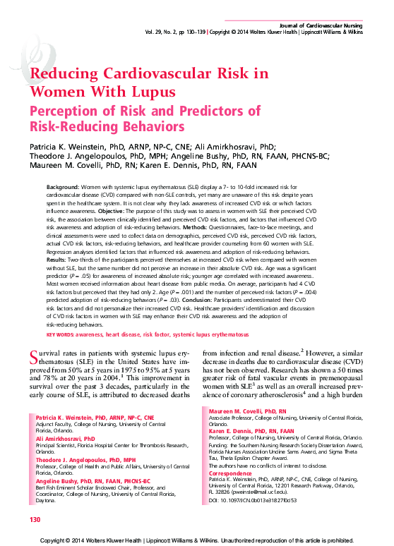 (PDF) Reducing Cardiovascular Risk in Women With Lupus