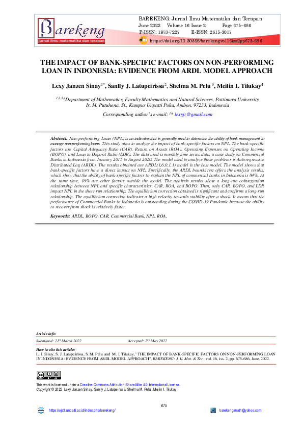 (PDF) The Impact of Bank-Specific Factors on Non-Performing Loan in ...