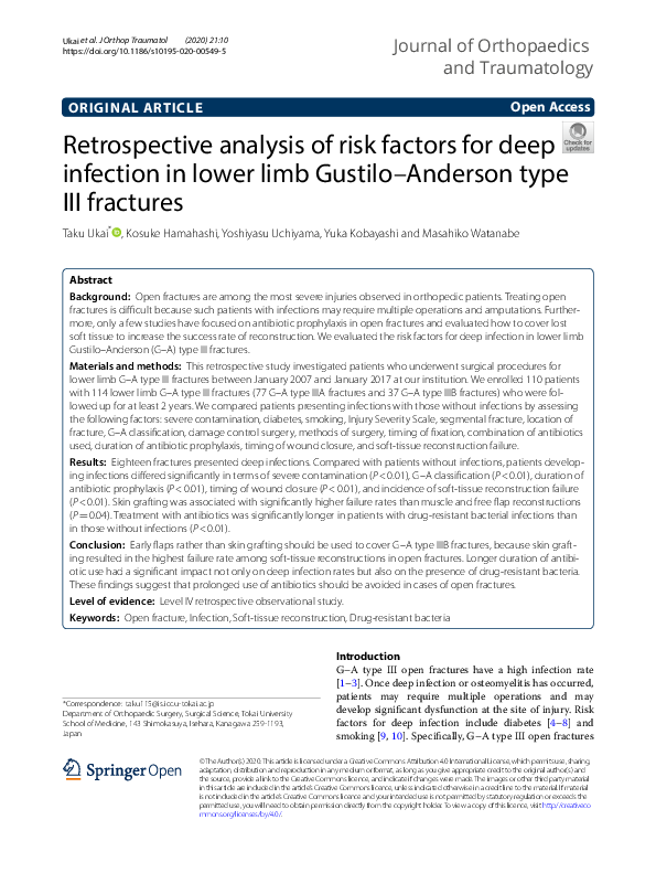 (PDF) Retrospective analysis of risk factors for deep infection in ...