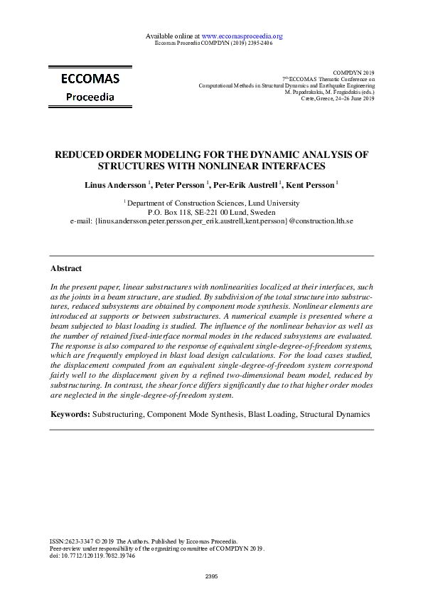 (PDF) Reduced Order Modeling of Nonlinear Structures with Frictional ...