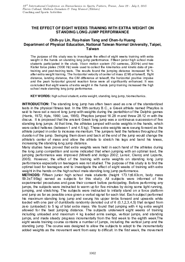 (PDF) The Effect of Eight Weeks Training with Extra Weight on Standing ...