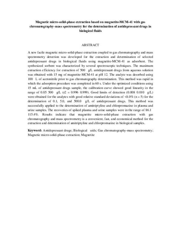 (PDF) Magnetic micro-solid-phase extraction based on magnetite-MCM-41 ...