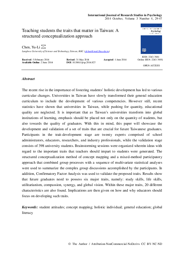 (PDF) Teaching students the traits that matter in Taiwan: A structured ...