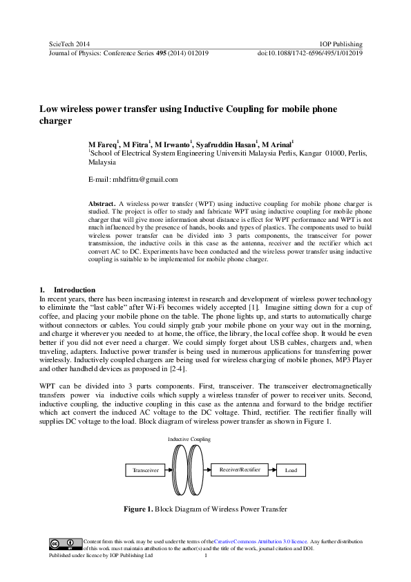 (PDF) Low wireless power transfer using Inductive Coupling for mobile ...