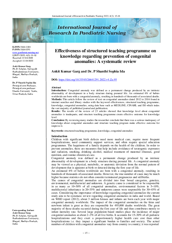 (PDF) Effectiveness of structured teaching programme on knowledge ...
