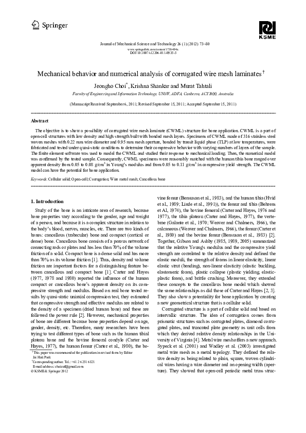 (PDF) Mechanical behavior and numerical analysis of corrugated wire ...