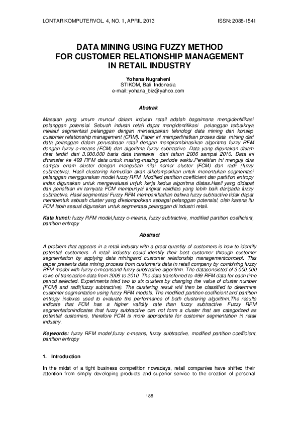 (PDF) Data Mining Using Fuzzy Method for Customer Relationship ...