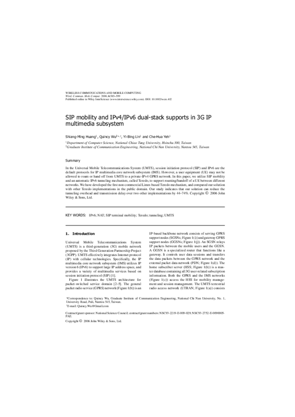 Pdf Sip Mobility And Ipv4 Ipv6 Dual Stack Supports In 3g Ip Pdf Sip Mobility And Ipv4 Ipv6 Dual Stack Supports In 3g Ip