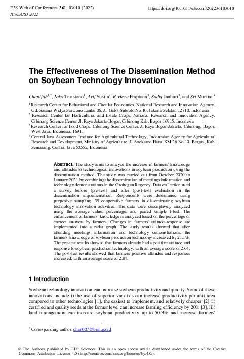 (PDF) The Effectiveness of The Dissemination Method on Soybean ...