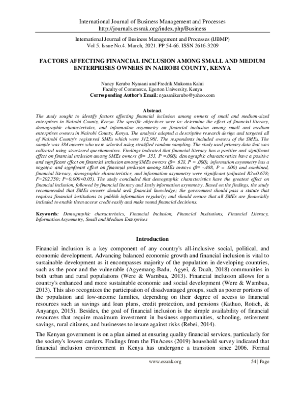 (PDF) Factors Affecting Financial Inclusion Among Small and Medium ...