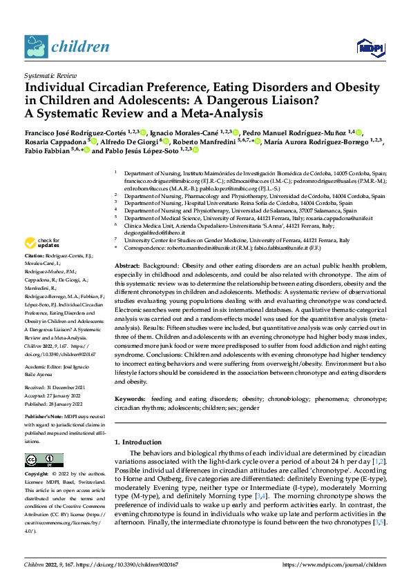 (PDF) Individual Circadian Preference, Eating Disorders and Obesity in ...