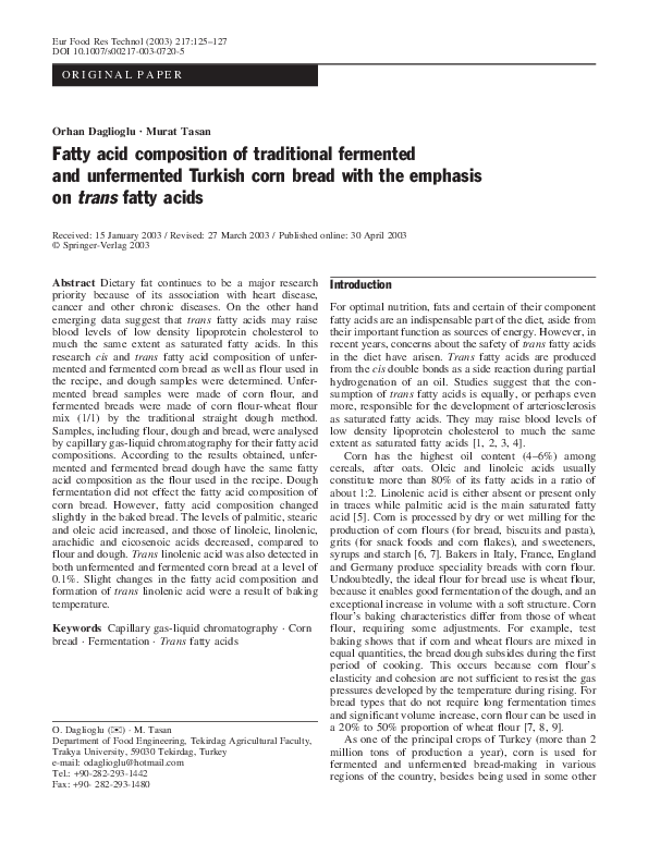 (PDF) Fatty acid composition of traditional fermented and unfermented ...
