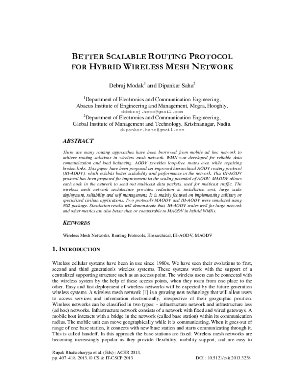 (PDF) Better Scalable Routing Protocol For Hybrid Wireless Mesh Network