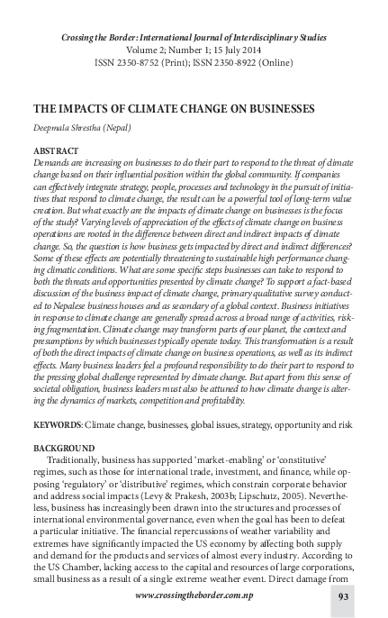 (PDF) The Impacts of Climate Change on Business