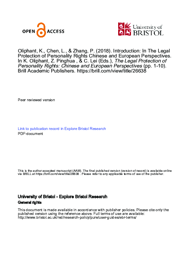 (PDF) Introduction: In The Legal Protection of Personality Rights ...
