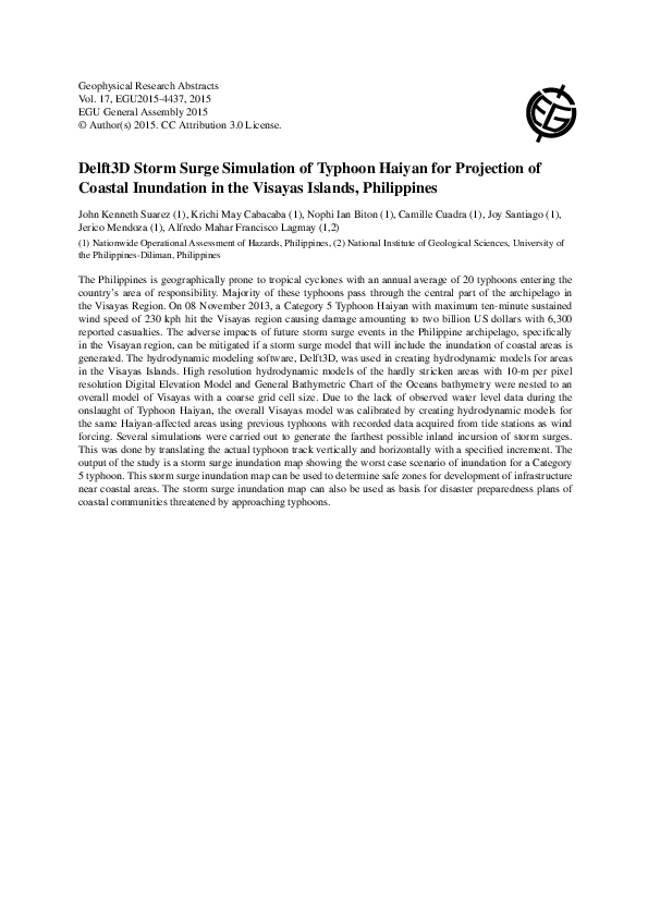 (PDF) Delft3D Storm Surge Simulation of Typhoon Haiyan for Projection ...