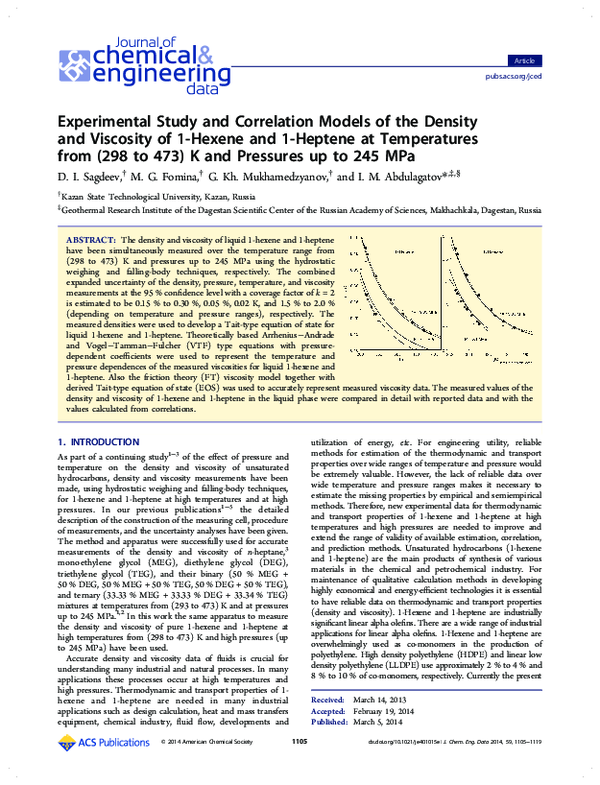 (PDF) Experimental Study and Correlation Models of the Density and ...