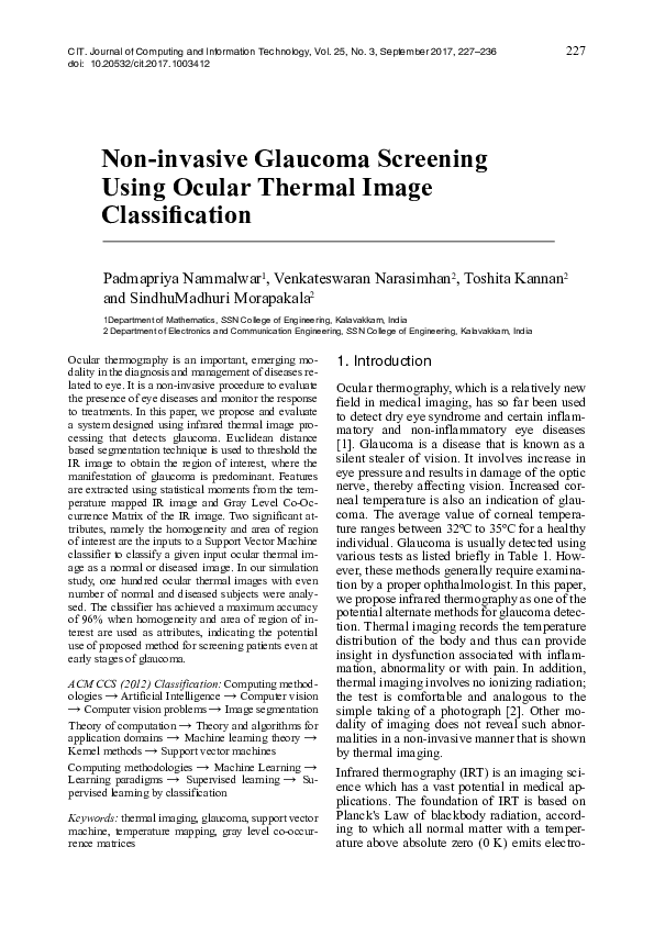 (PDF) Noninvasive Screening Using Ocular Thermal Image