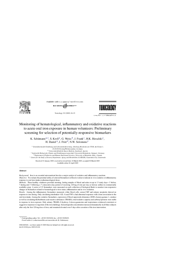 (PDF) Monitoring of hematological, inflammatory and oxidative reactions ...
