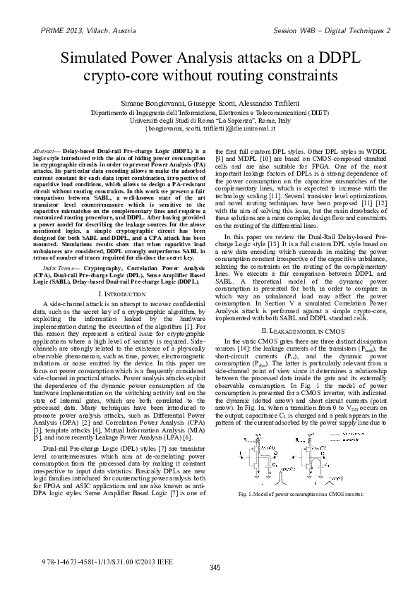 (PDF) Simulated power analysis attacks on a DDPL crypto-core without ...