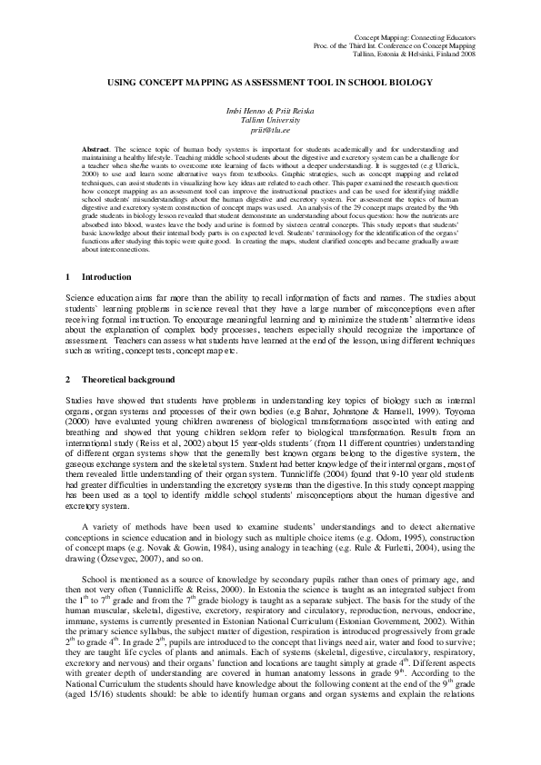 (PDF) Using Concept Mapping as Assessment Tool in School Biology