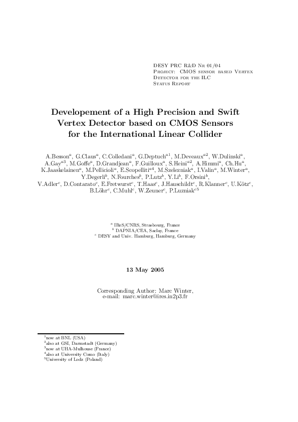 (PDF) Developement of a High Precision and Swift Vertex Detector based ...