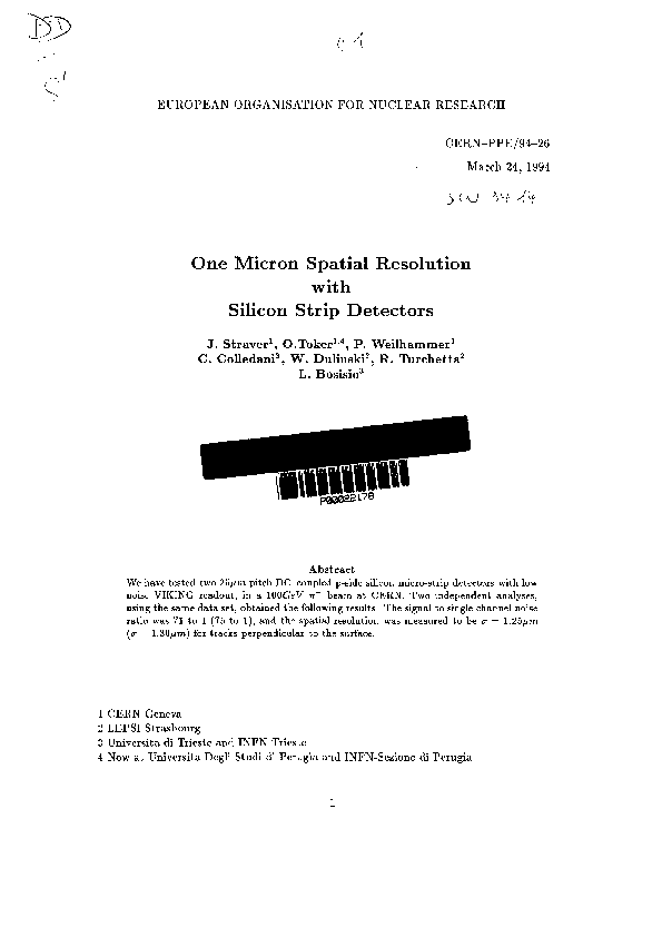 (PDF) One micron spatial resolution with silicon strip detectors