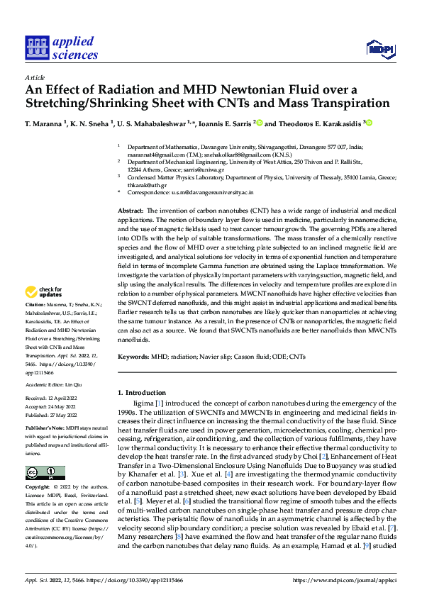 (PDF) An Effect of Radiation and MHD Newtonian Fluid over a Stretching ...