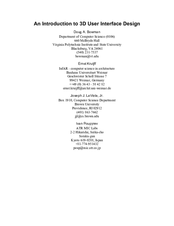 (PDF) 3D user interface design