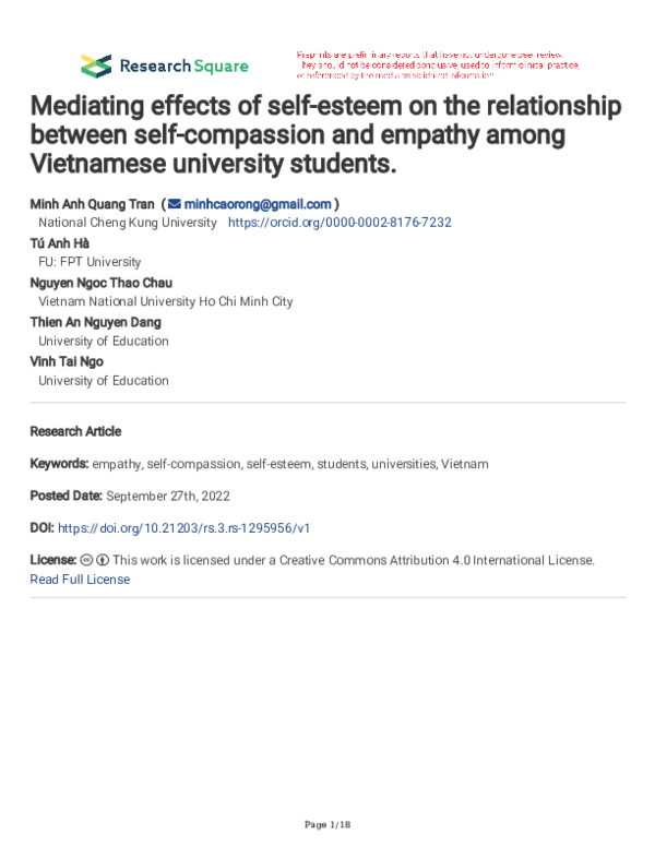 (PDF) Mediating effects of self-esteem on the relationship between self ...