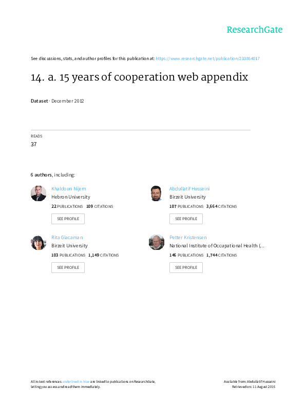 (PDF) 14. A. 15 Years of Cooperation Web Appendix