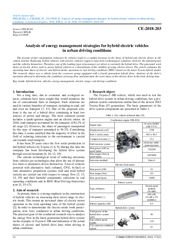 (PDF) Analysis of energy management strategies for hybrid electric ...