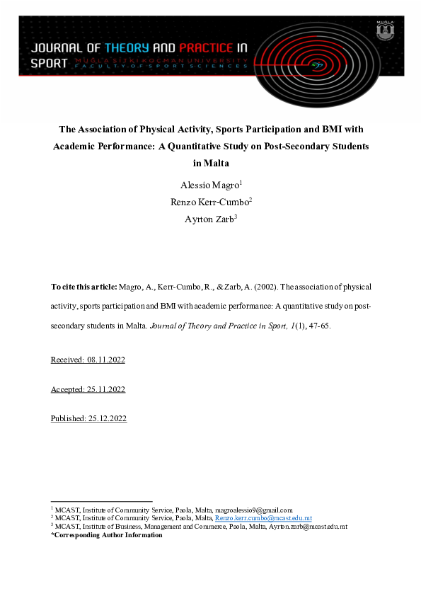 (PDF) The Association of Physical Activity, Sports Participation and ...