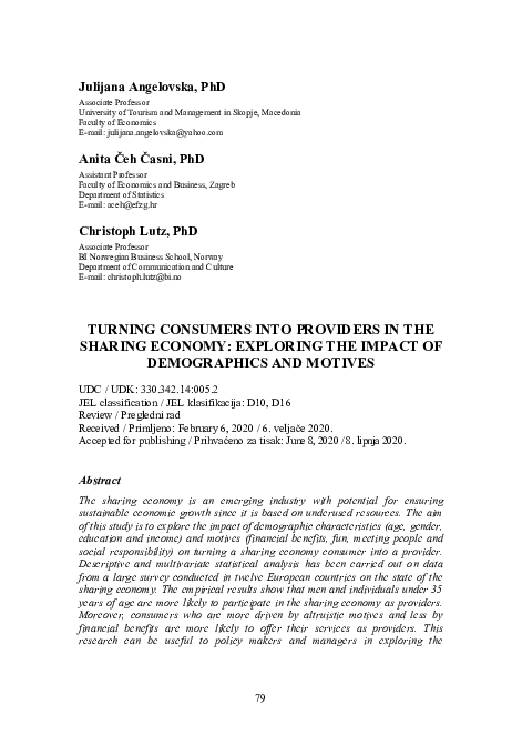 (PDF) Turning Consumers Into Providers in the Sharing Economy ...