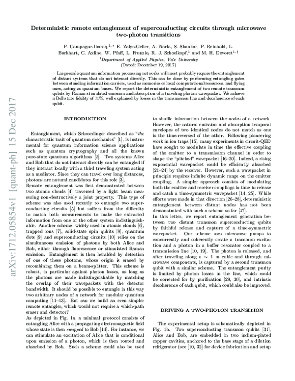 (PDF) Deterministic Remote Entanglement of Superconducting Circuits ...