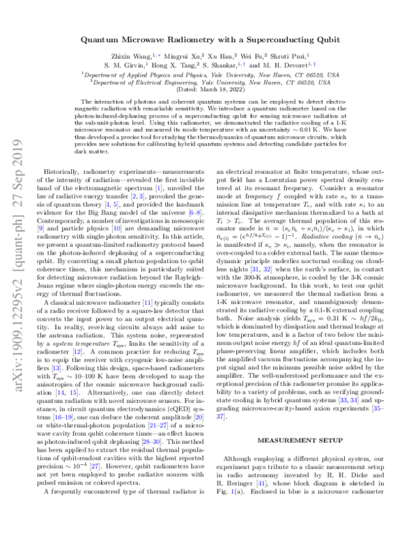 (PDF) Quantum Microwave Radiometry with a Superconducting Qubit