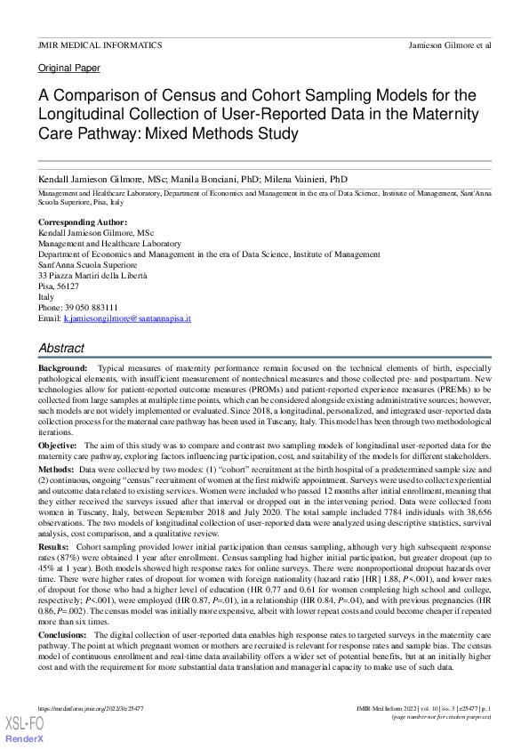 (PDF) A Comparison of Census and Cohort Sampling Models for the ...