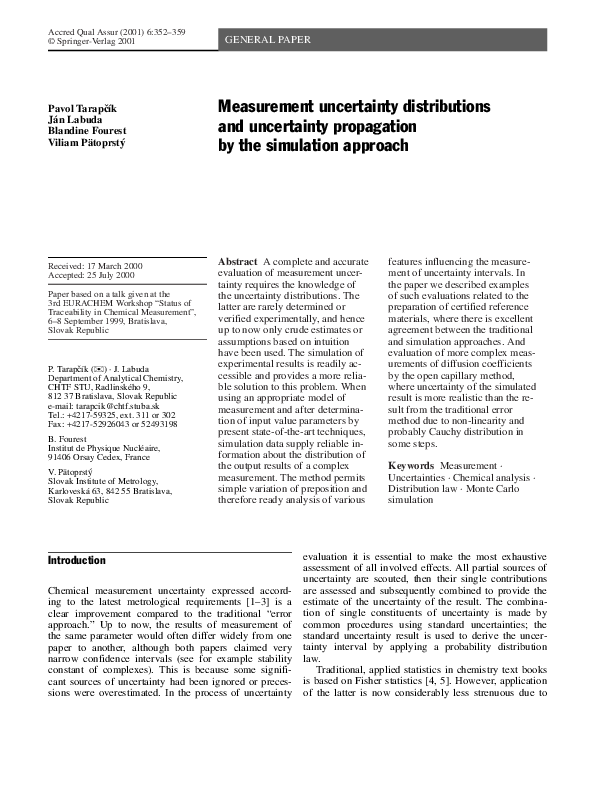 (PDF) Measurement uncertainty distributions and uncertainty propagation ...