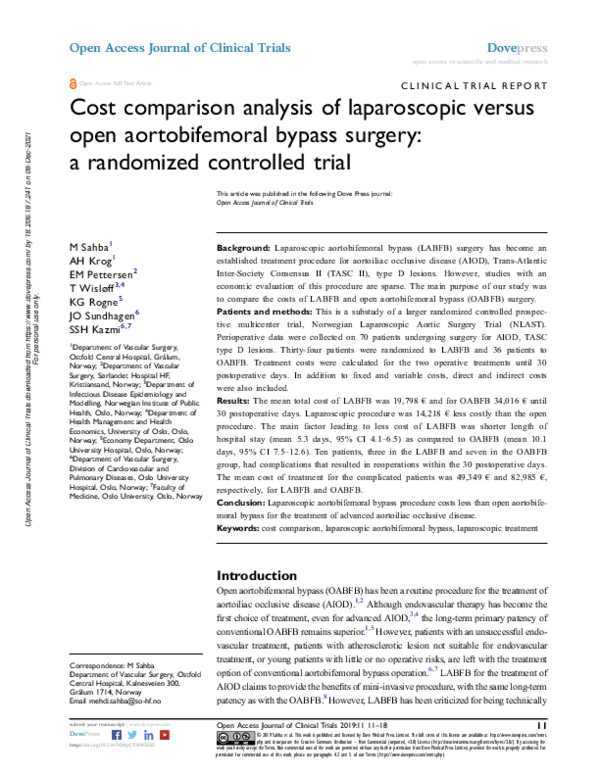 (PDF) Cost comparison analysis of laparoscopic versus open ...