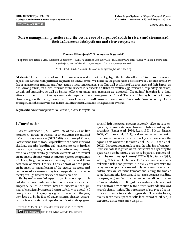 (PDF) Forest management practices and the occurrence of suspended ...