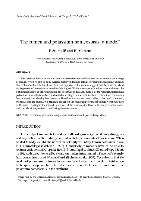 (PDF) The rumen and potassium homeostasis: a model