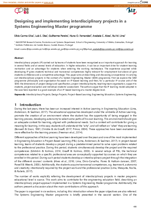 (PDF) Designing and implementing interdisciplinary projects in a ...