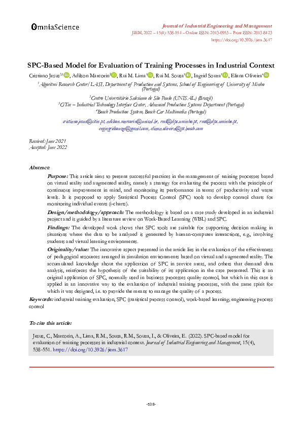 (PDF) SPC-based model for evaluation of training processes in ...