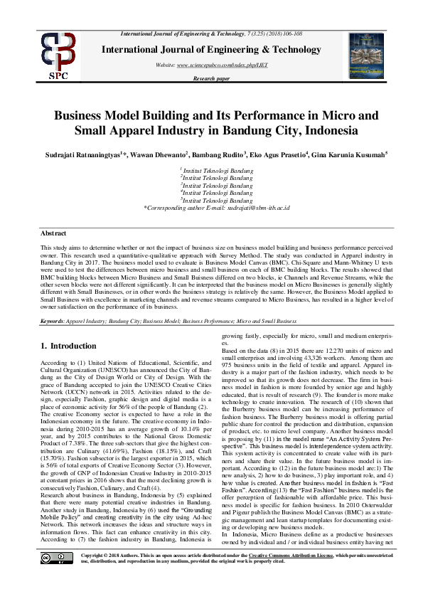 (PDF) Business Model Building and Its Performance in Micro and Small ...