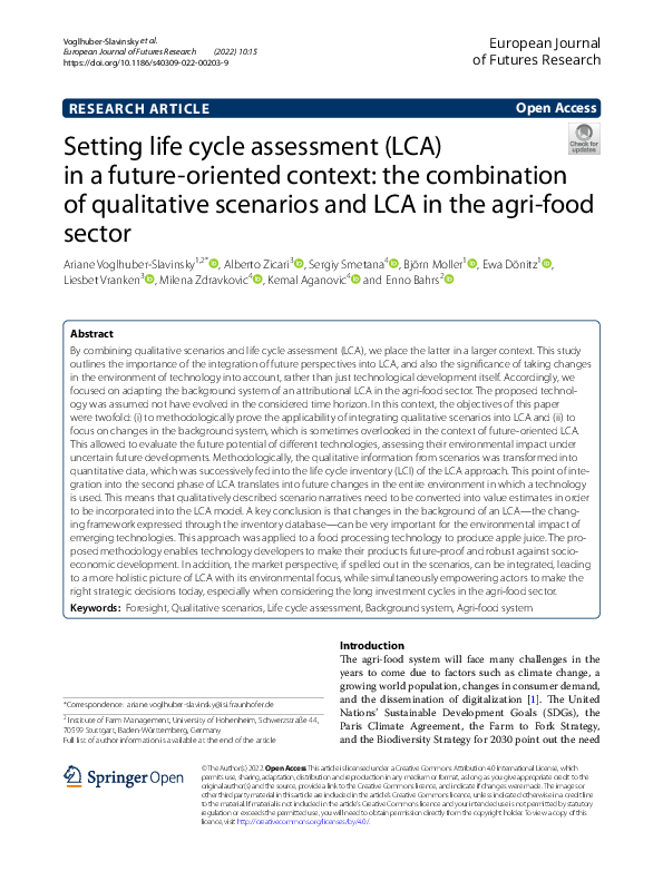 (PDF) Setting life cycle assessment (LCA) in a future-oriented context ...